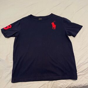Ralph Lauren Navy Blue Polo Tee with Red Logo